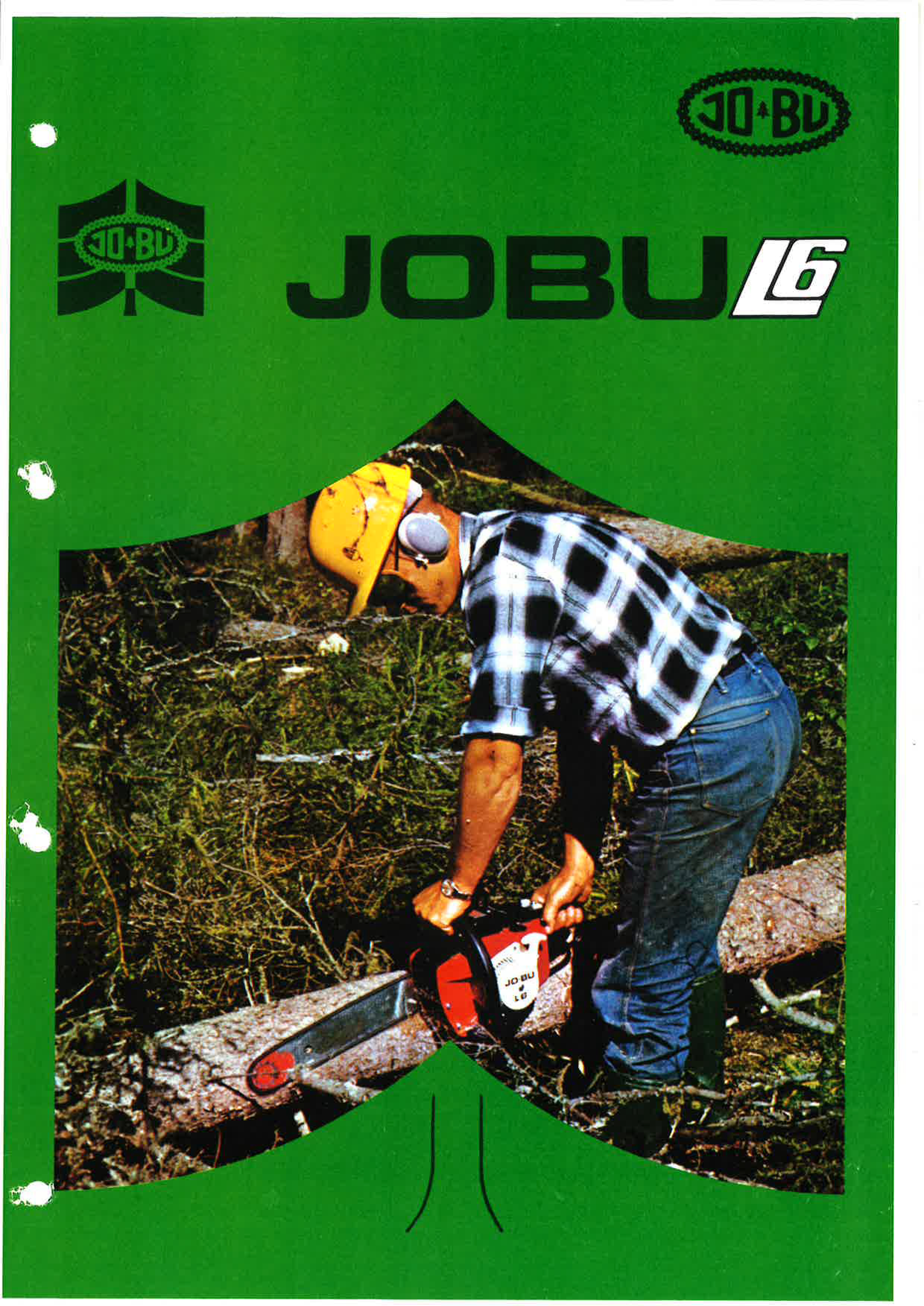 Brochure commerciale JOBU consacrée à la L6, présentant la machine en situation de travail ainsi que ses caractéristiques techniques.