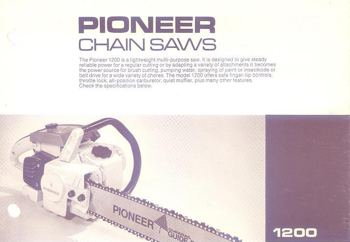 Pioneer 1200 présentée dans une documentation commerciale d’époque de la marque.